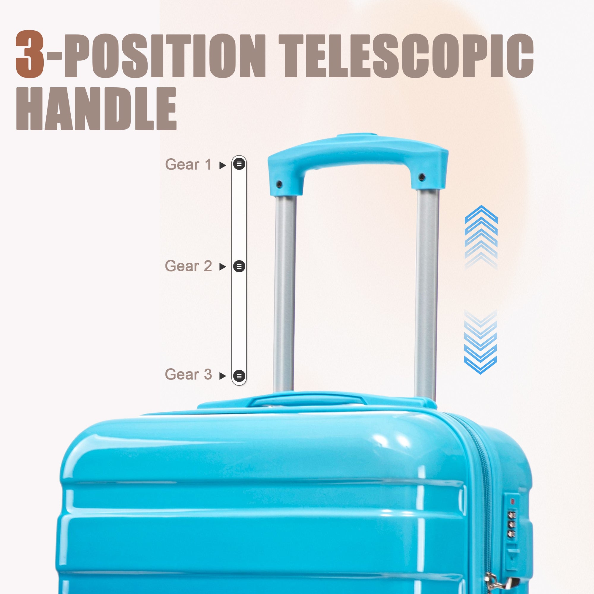 20" Carry-On Suitcase + 14" Cosmetic Case Set (PC Hard Shell, Gradient Navy/Light Blue)