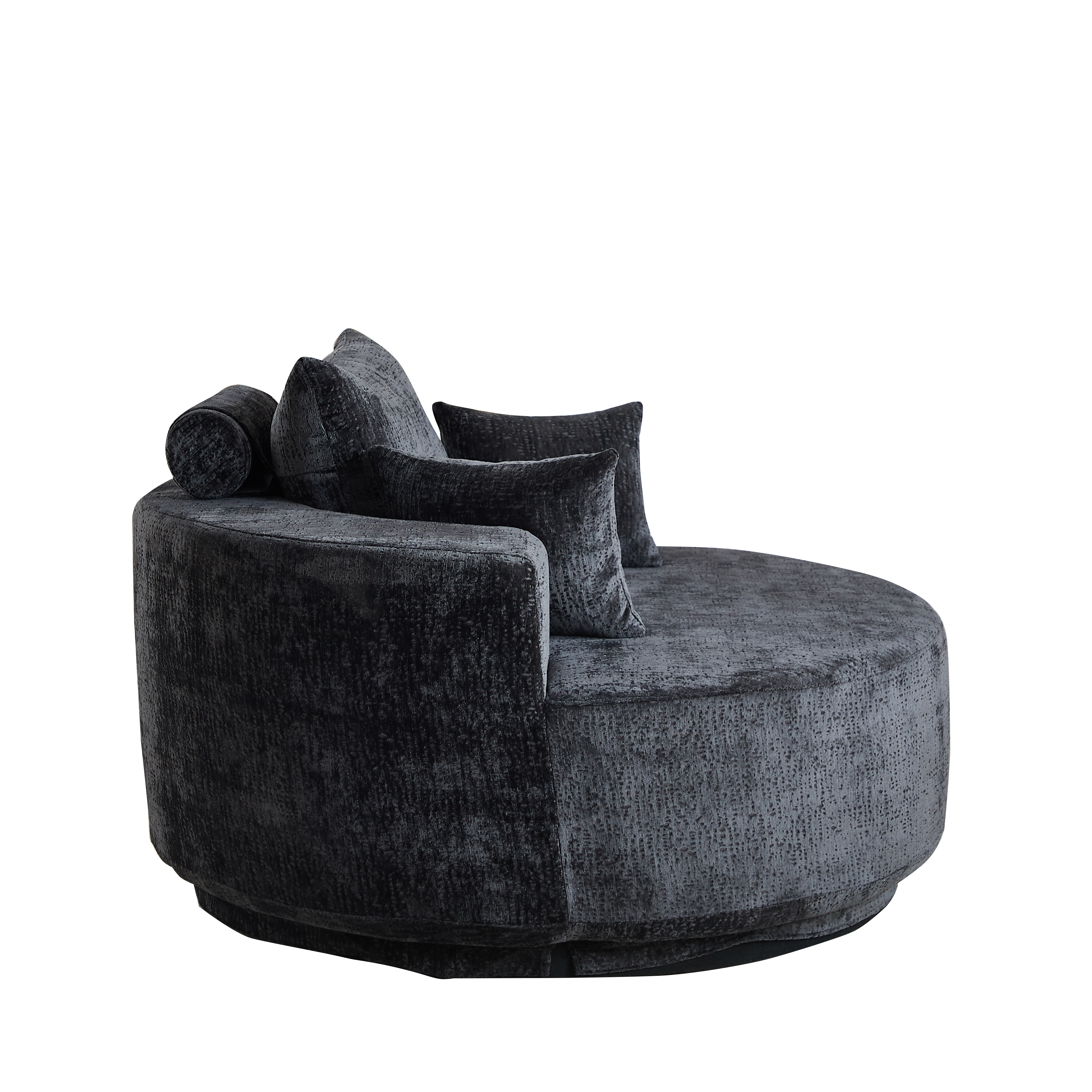55''L Chenille Foam Single Swivel Chair, Fluffy Modern Sleeper, 360 Degree Swivel Chair for Living Room, Bedroom, Lounge and Projection Room