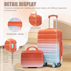 20" Carry-On Suitcase + 14" Cosmetic Case Set (PC Hard Shell, Gradient Blue/Red)