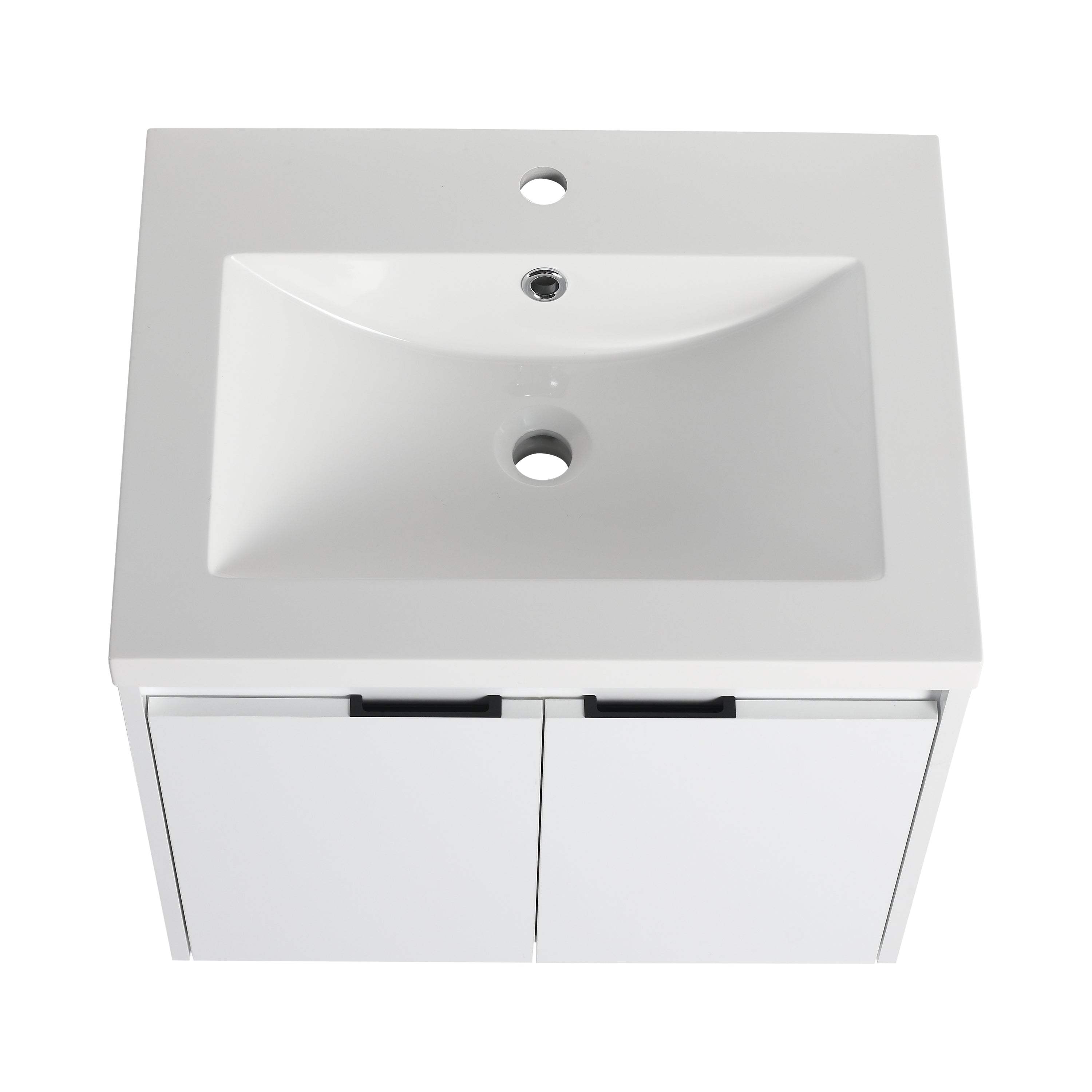 36" Bathroom Vanity With Resin Sink , 2-Soft Close Doors and 1-Side Cabinet, Float Mounting Design, Glossy White, Plywood(KD-Packing)