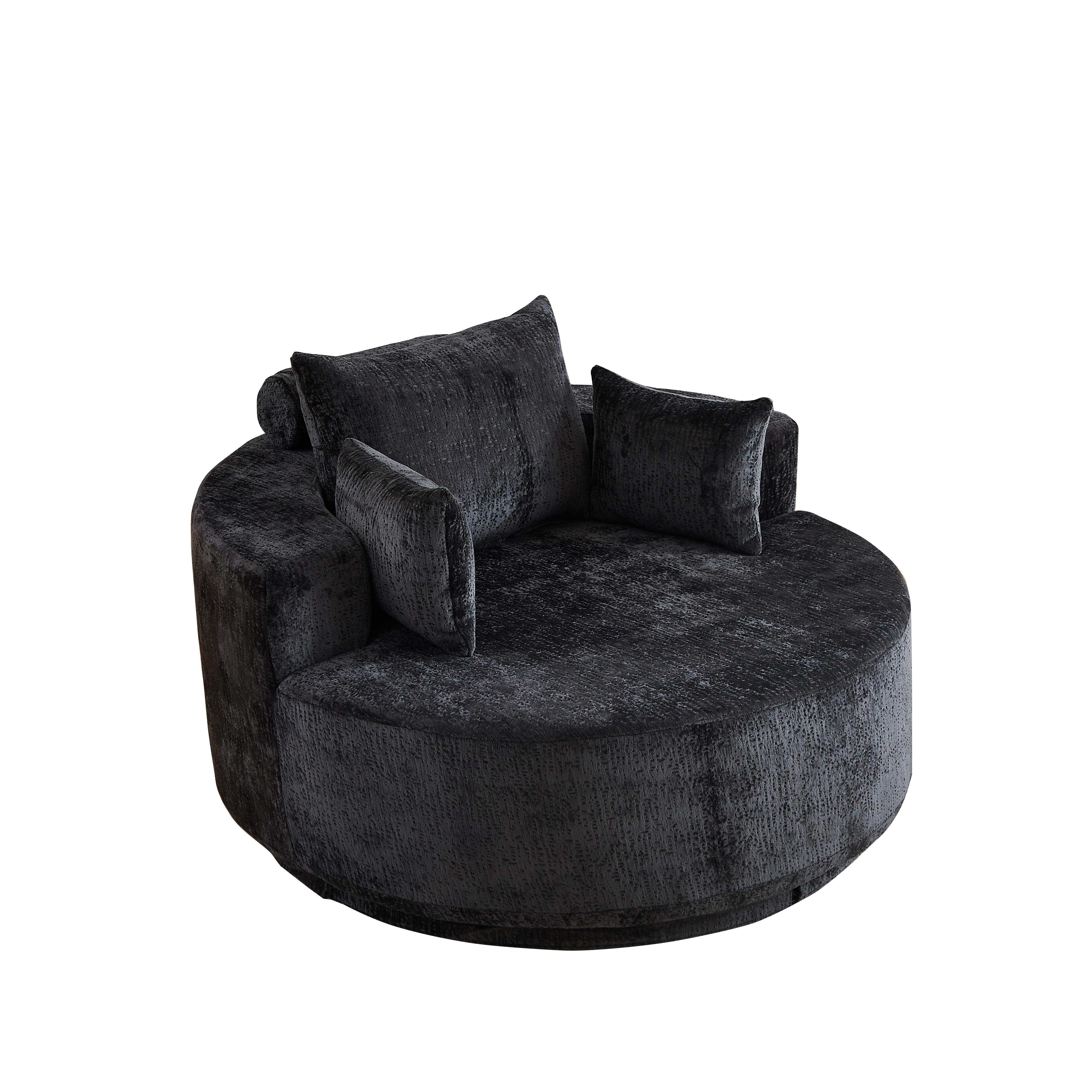 55''L Chenille Foam Single Swivel Chair, Fluffy Modern Sleeper, 360 Degree Swivel Chair for Living Room, Bedroom, Lounge and Projection Room