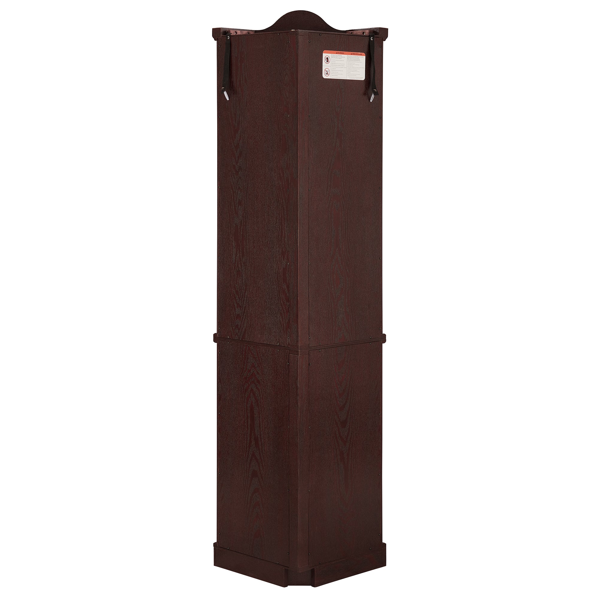 Lighted Corner Curio Cabinet with Tempered Glass Doors & Shelves - Elegant Oak Display Storage for Living Room & Bedroom Decor-DARK CHERRY