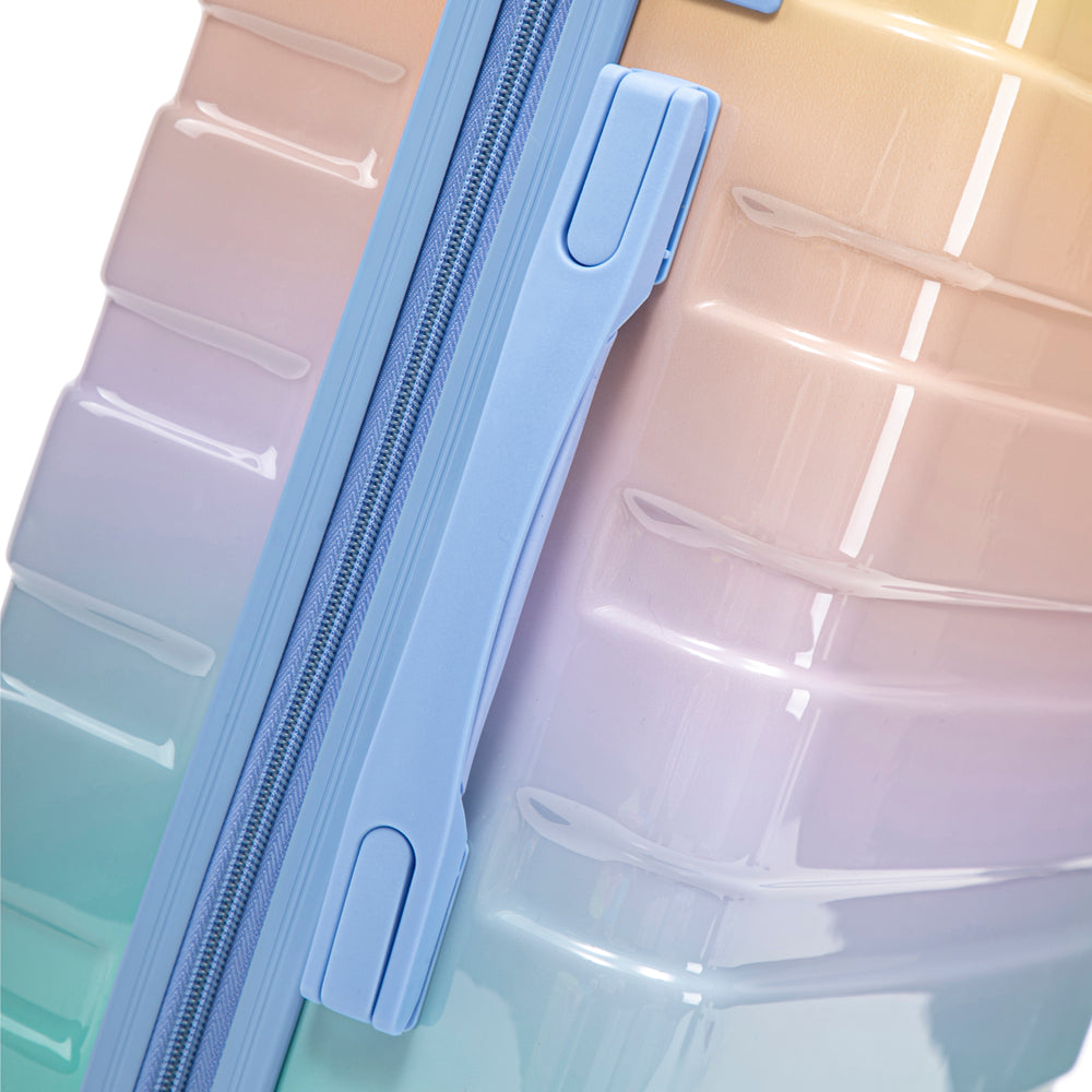 20" Carry-On Suitcase + 14" Cosmetic Case Set (PC Hard Shell, Gradient Blue/Yellow)