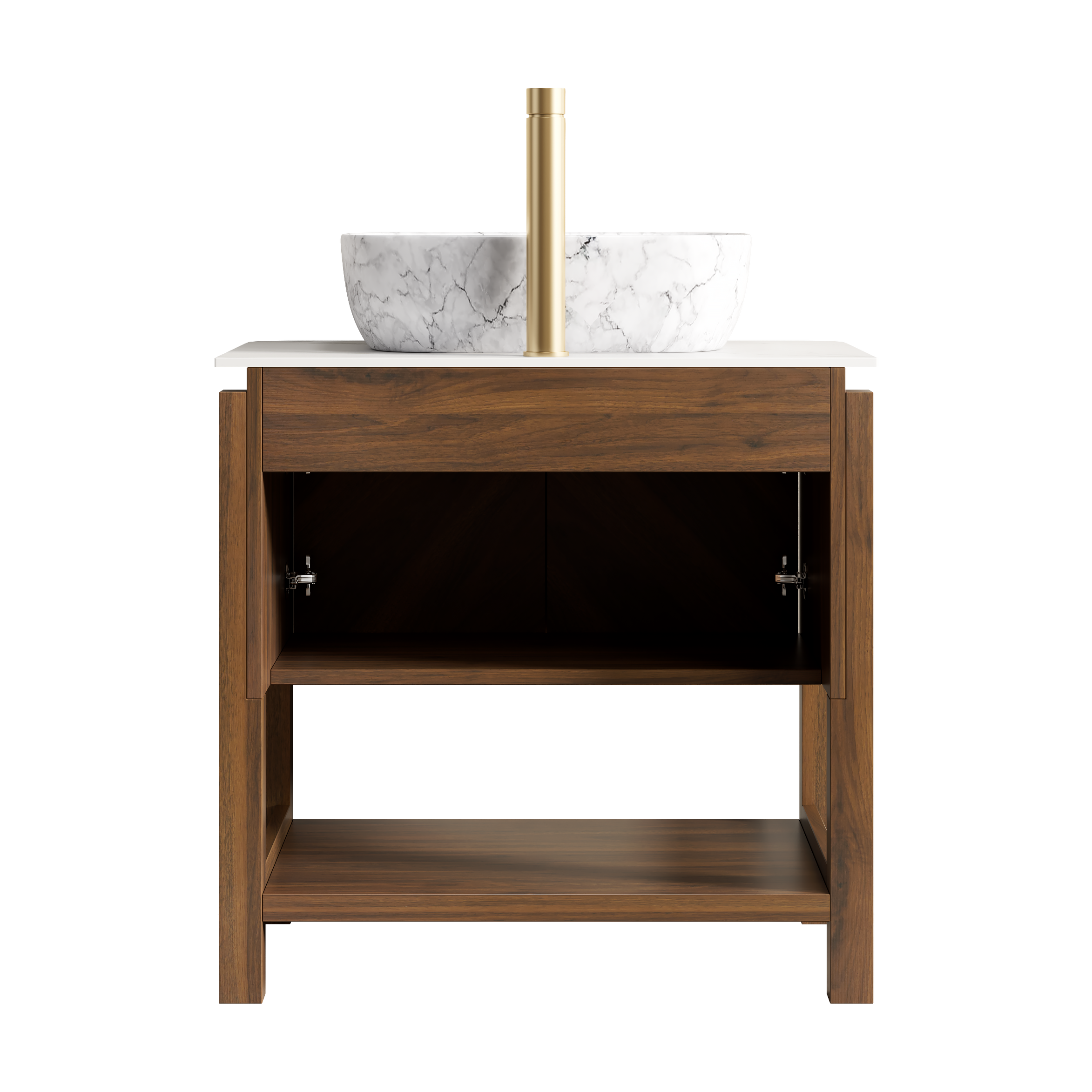 30'' Bathroom Vanity with Top Sink, Modern Bathroom Storage Cabinet with 2 Drawers and a Tip-out Drawer, Single Sink Bathroom Vanity