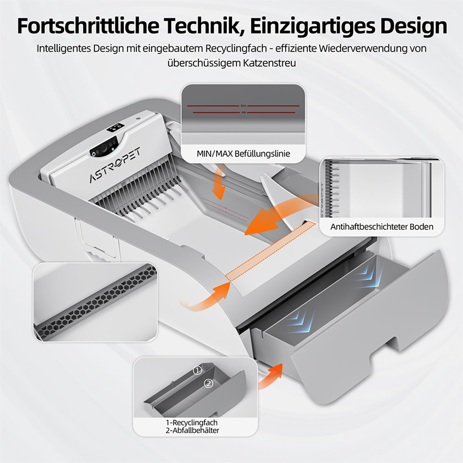 Smart Self-Cleaning Cat Litter Box (Wide Opening, Tuya App, Cream White)