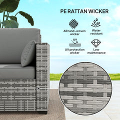 Outsunny Patio Couch PE Wicker Deep Seating Outdoor Sofa with Removable Cushions, 3 Seater Rattan Sofa, Outdoor Furniture for Balcony, Deck, Garden and Poolside, Gray