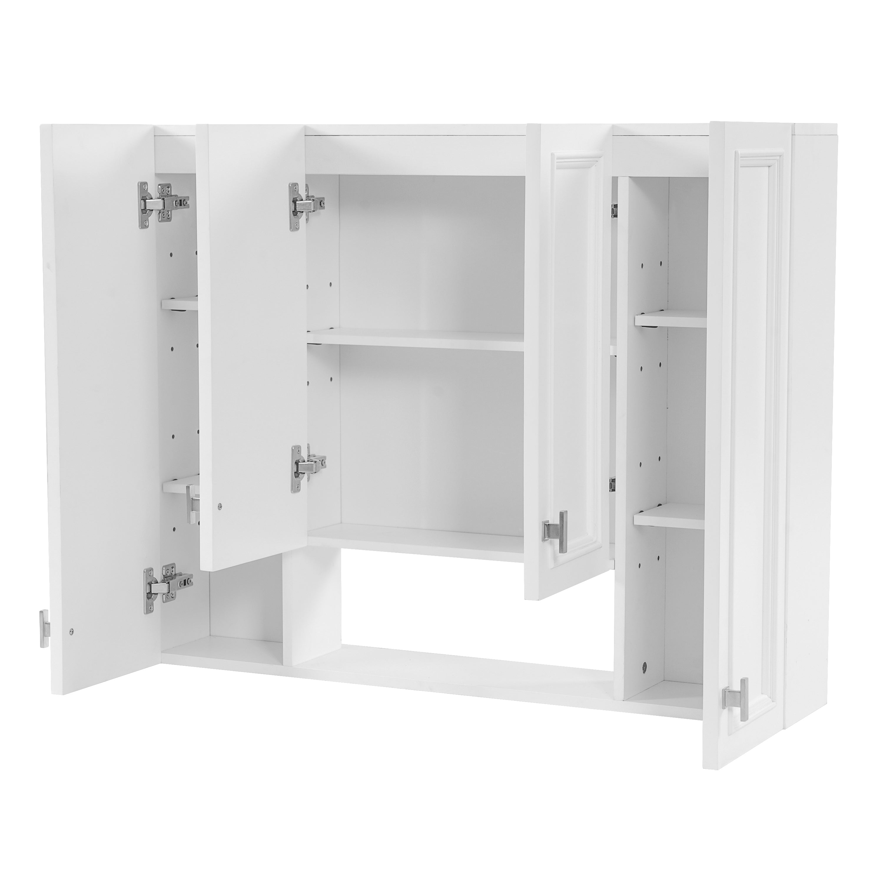 Modern Bathroom Cabinet with 5 Adjustable Shelves, Wall-Mounted Medicine Cabinet for Bathroom, Soft-Closing Hinges, Open Shelving Design