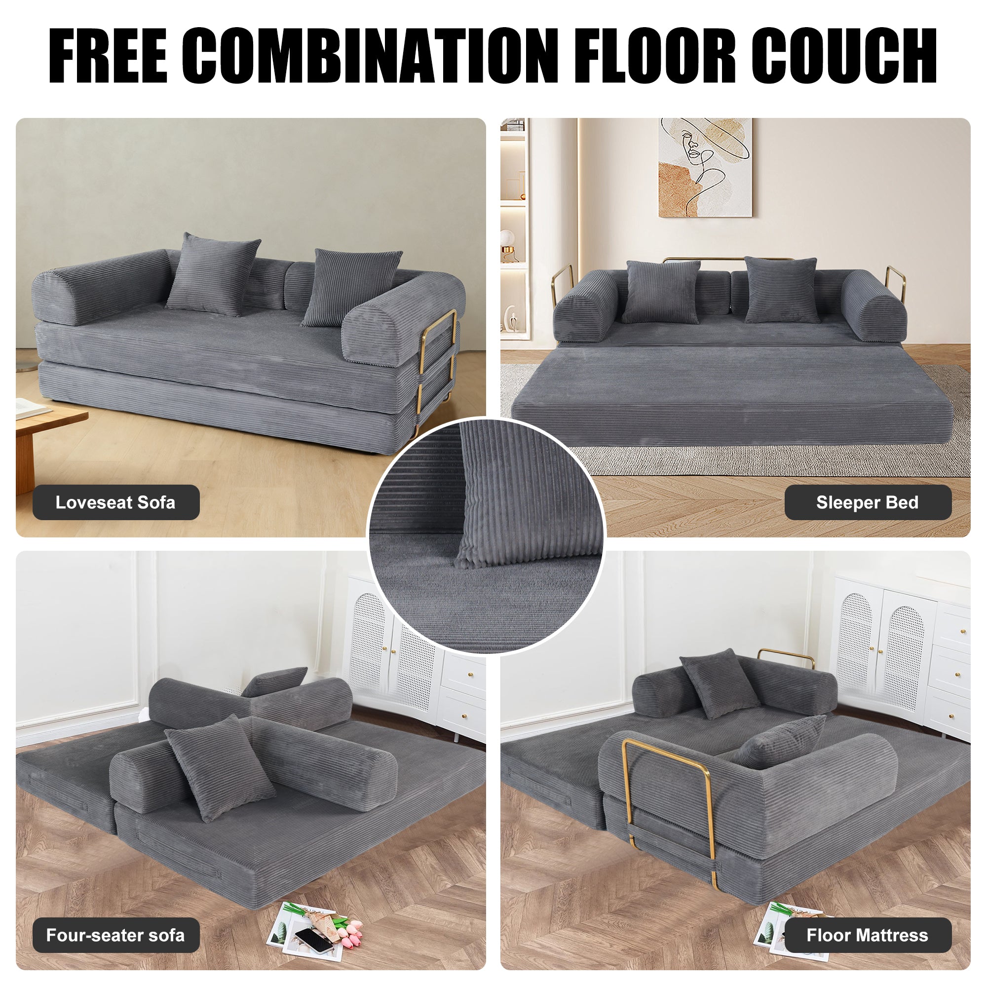 2-in-1 Foldable Sofa Bed (75")