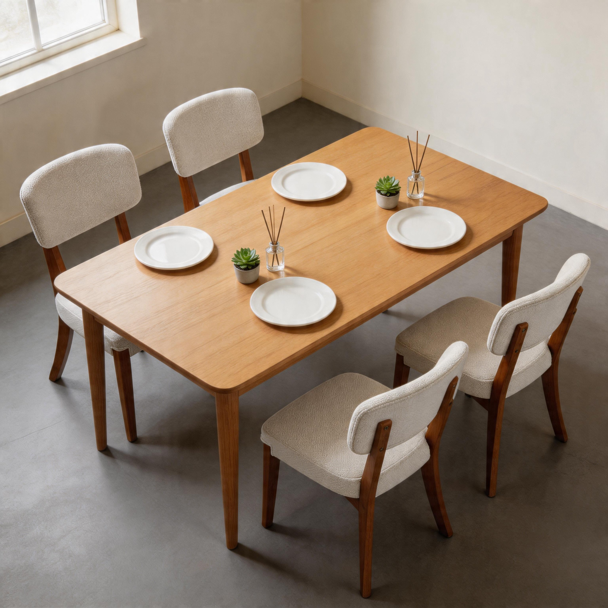 Modern Armless Dining Chairs Set of 2, Beige, Contemporary Side Chairs with Wood Legs - Versatile Accent Chairs for Dining Room, Kitchen, or Living Room