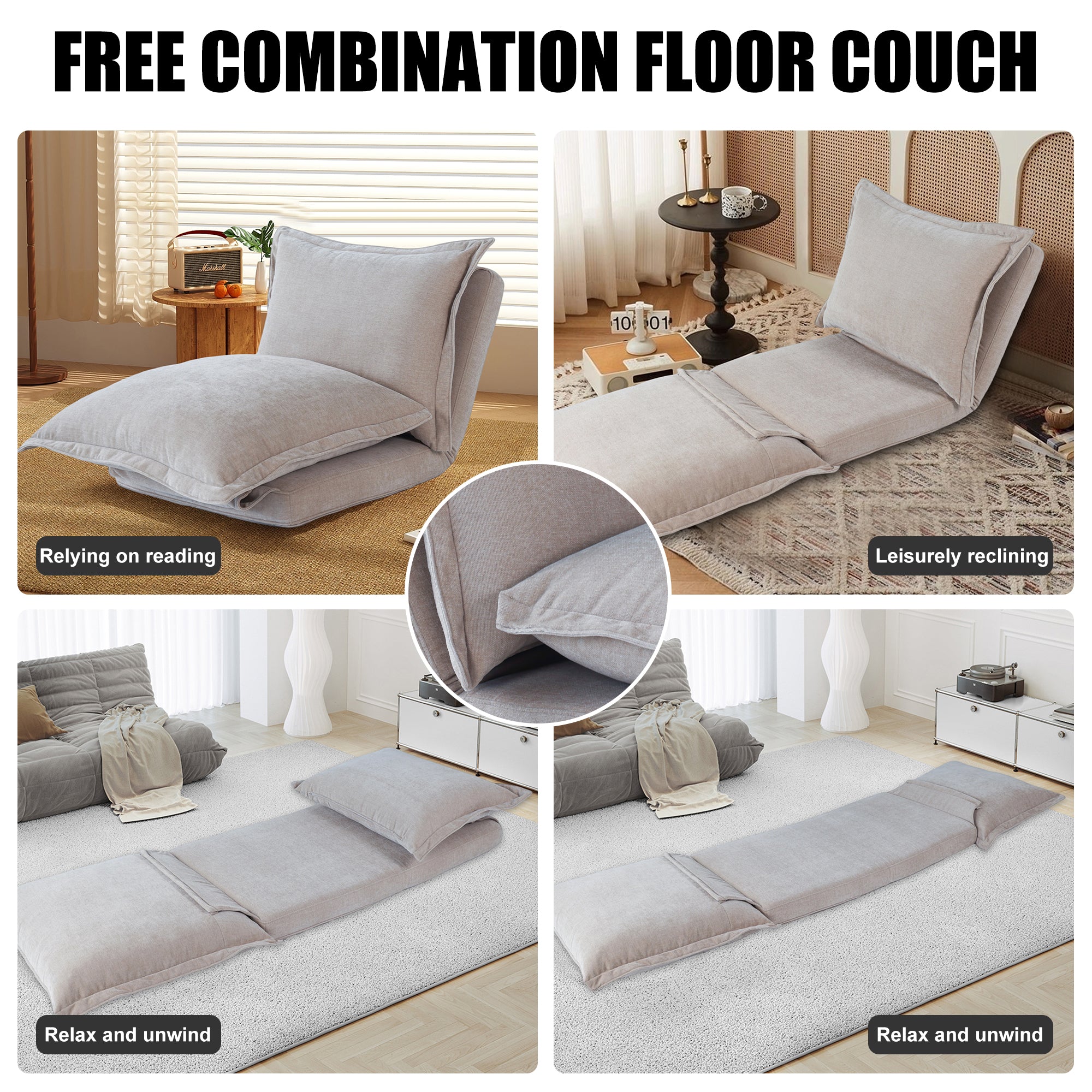 Convertible Flip Chair Floor Sofa Bed (37")