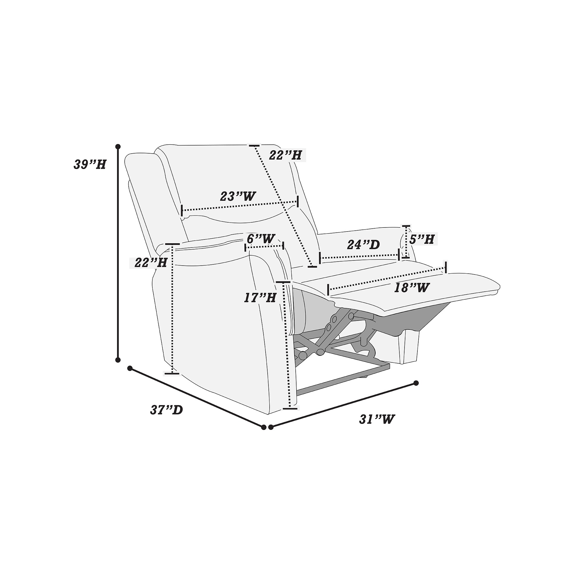 Modern Style 3pc Living Room Set Fully Upholstered Supportive Backrest Dark Gray Finish Manual Motion Primary Living Room Furniture