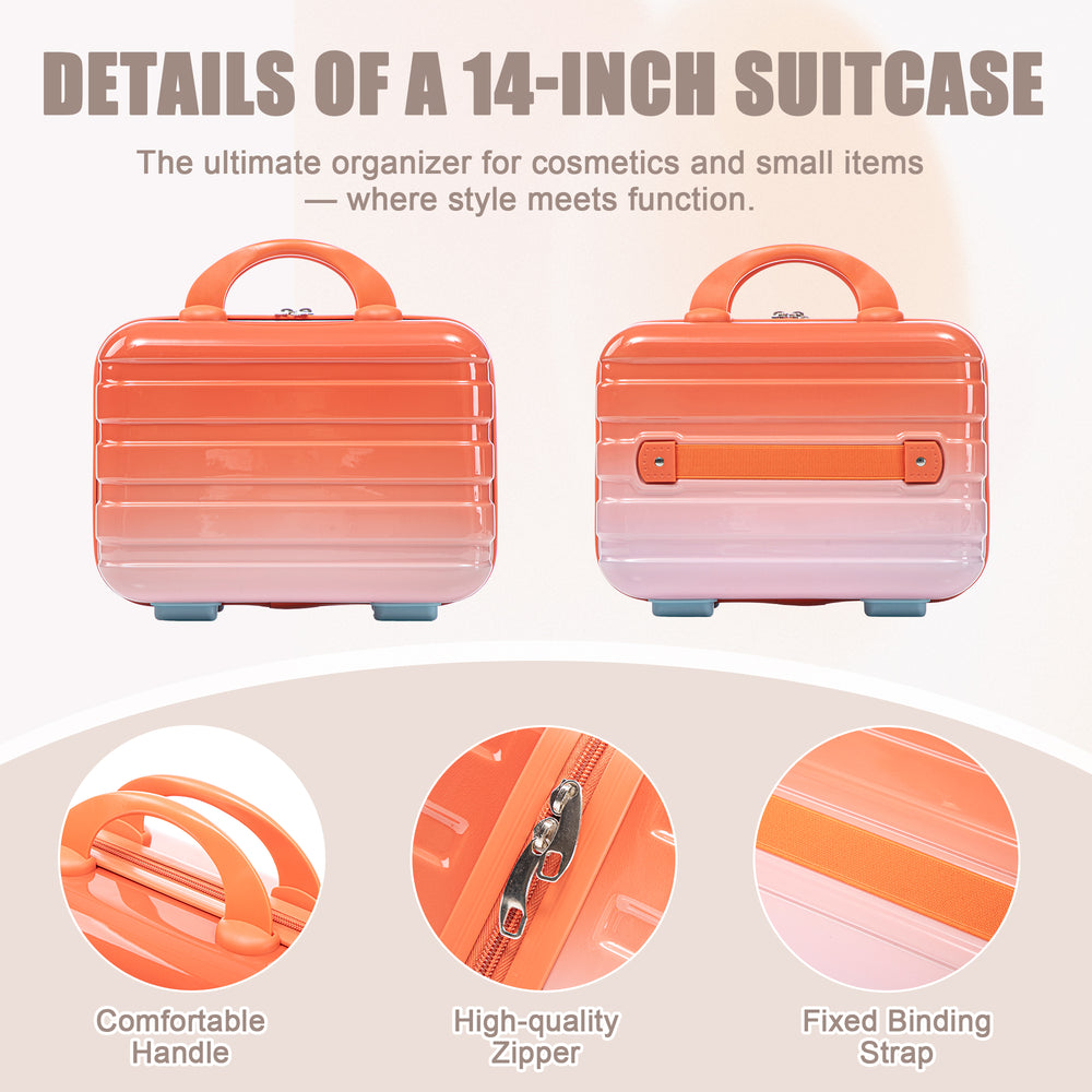 20" Carry-On Suitcase + 14" Cosmetic Case Set (PC Hard Shell, Gradient Blue/Red)