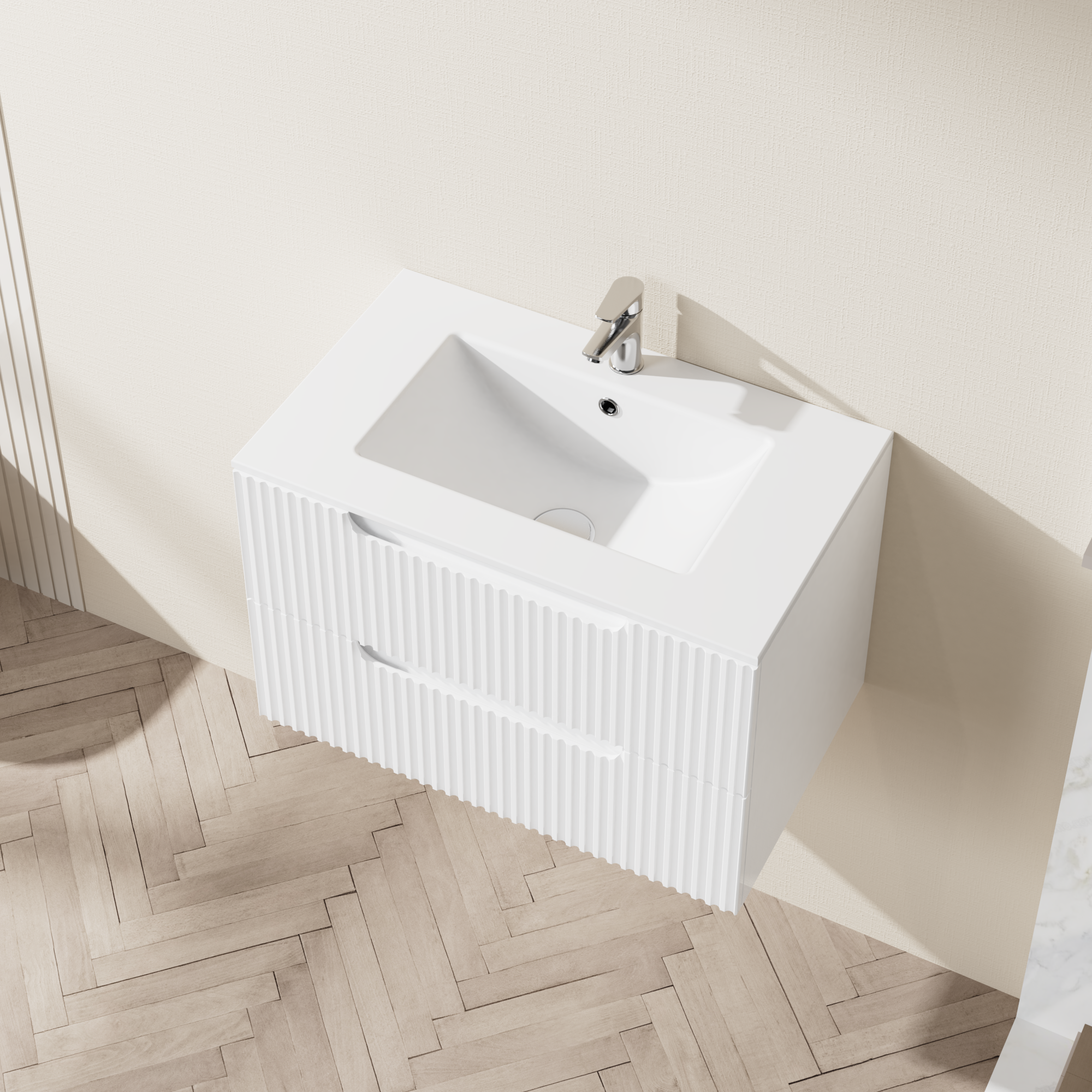 30 inch Undermount Ceramic Sink for Bathroom Vanity, White