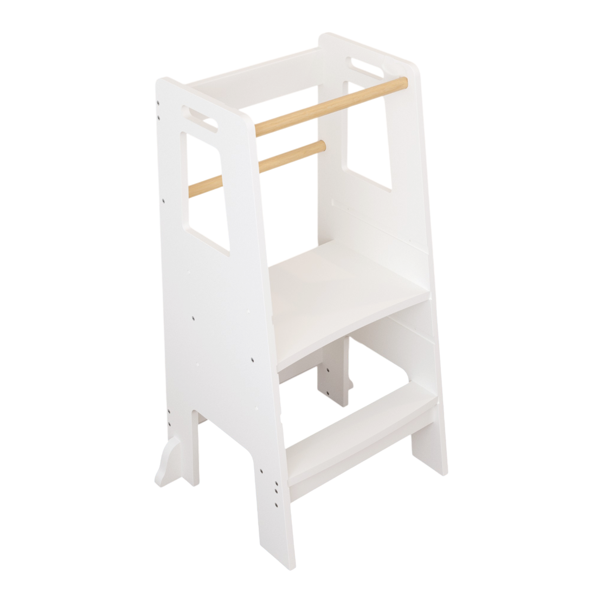 Kids Standing Tower, Child Kitchen Step Stool Toddler Wood Stepping Stool - Children's Montessori Stool - Adjustable Height, Ideal Kids Kitchen Step Stool for Learning New Skills, White