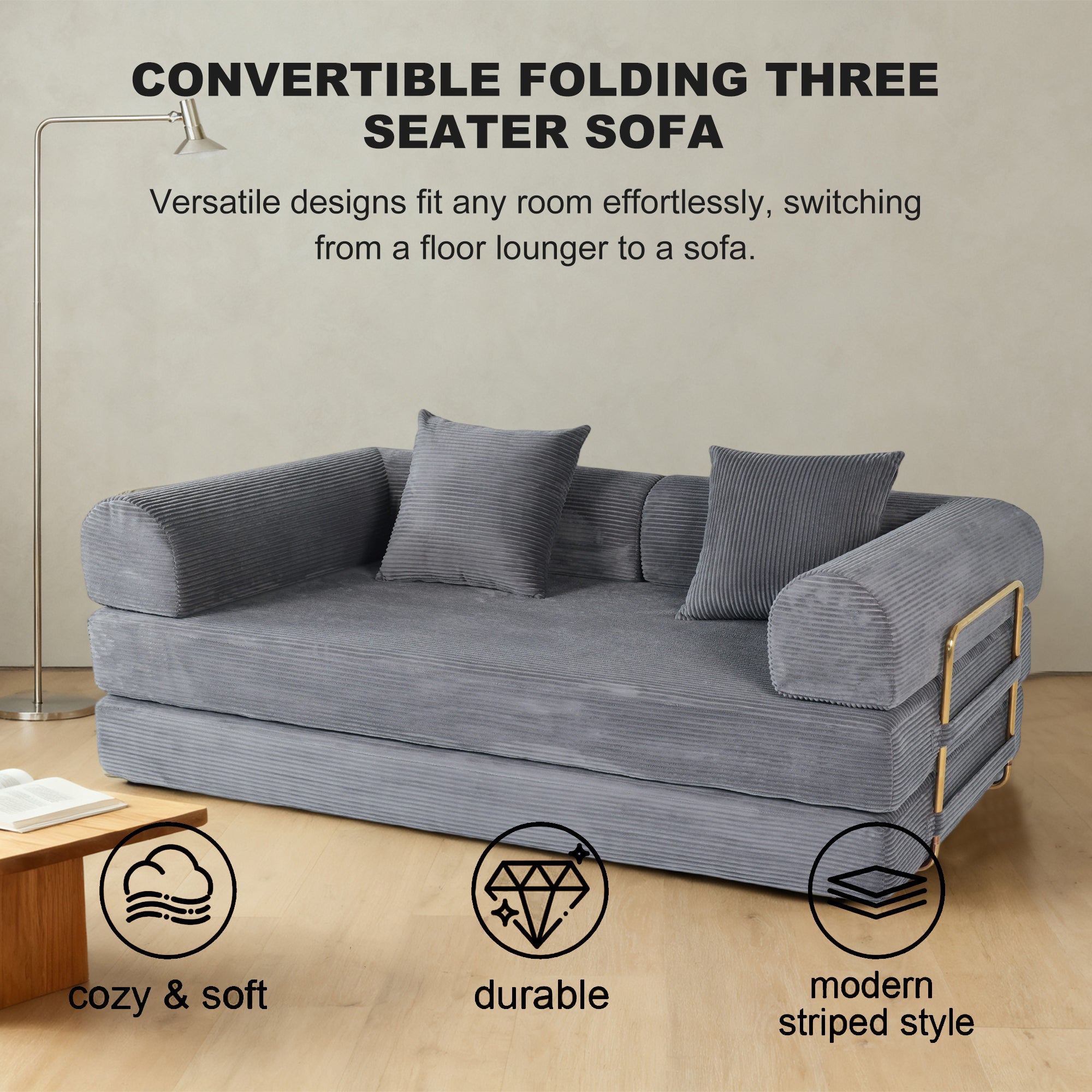 2-in-1 Foldable Sofa Bed (75")