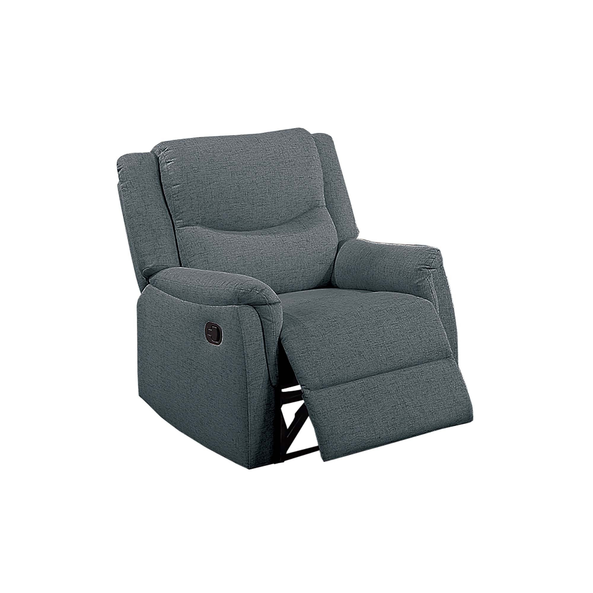 Modern Style 3pc Living Room Set Fully Upholstered Supportive Backrest Dark Gray Finish Manual Motion Primary Living Room Furniture