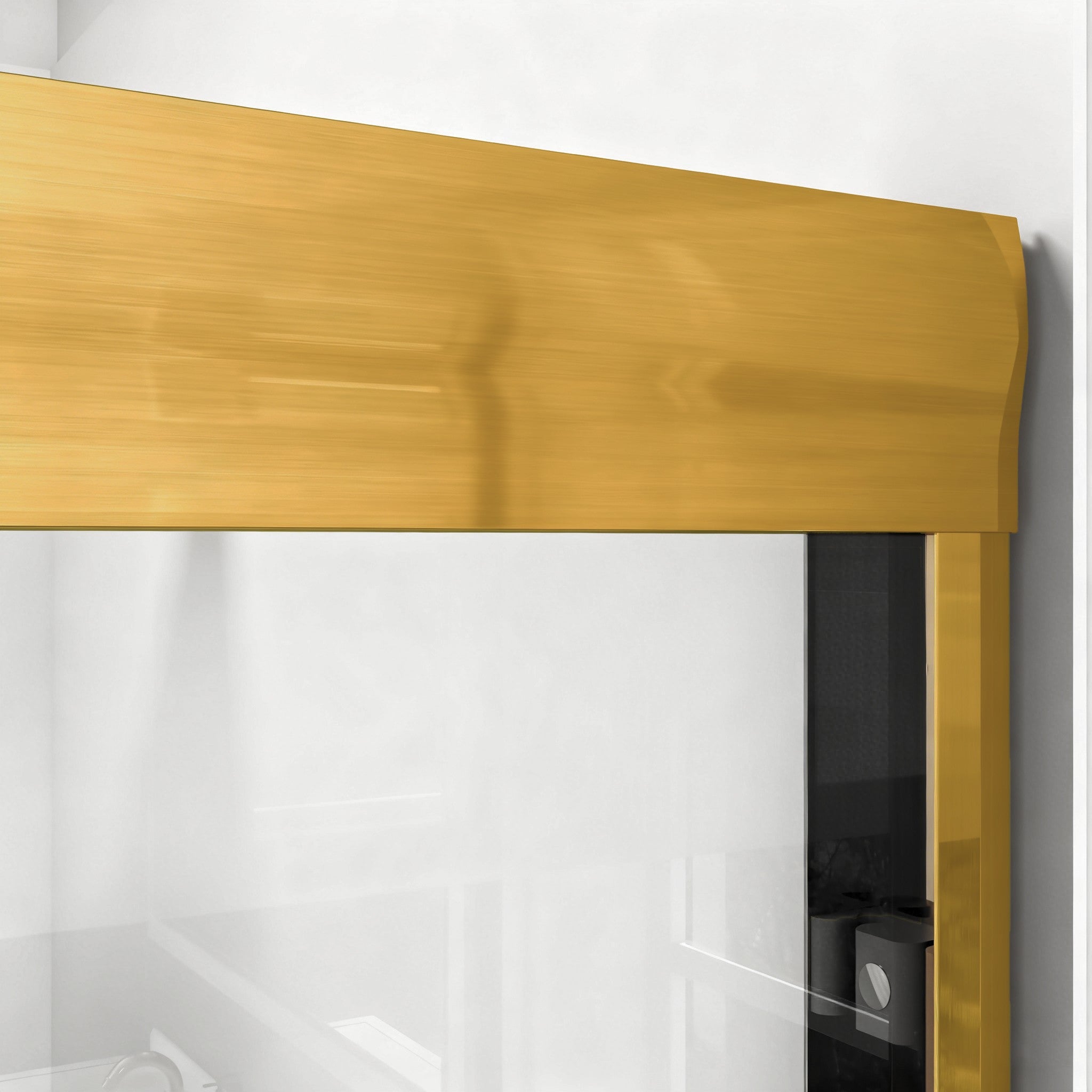 44" - 48" W x 72" H Double Sliding Shower Door, Semi-frameless Bathroom Sliding Door with 1/4" (6mm) Tempered Glass for Walk-in Shower, Brushed Gold GF-24D03-48BGX