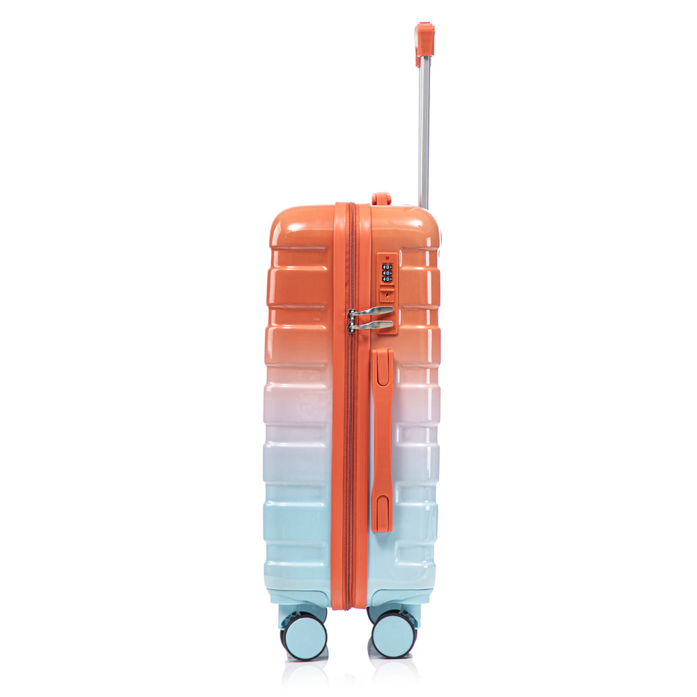 20" Carry-On Suitcase + 14" Cosmetic Case Set (PC Hard Shell, Gradient Blue/Red)