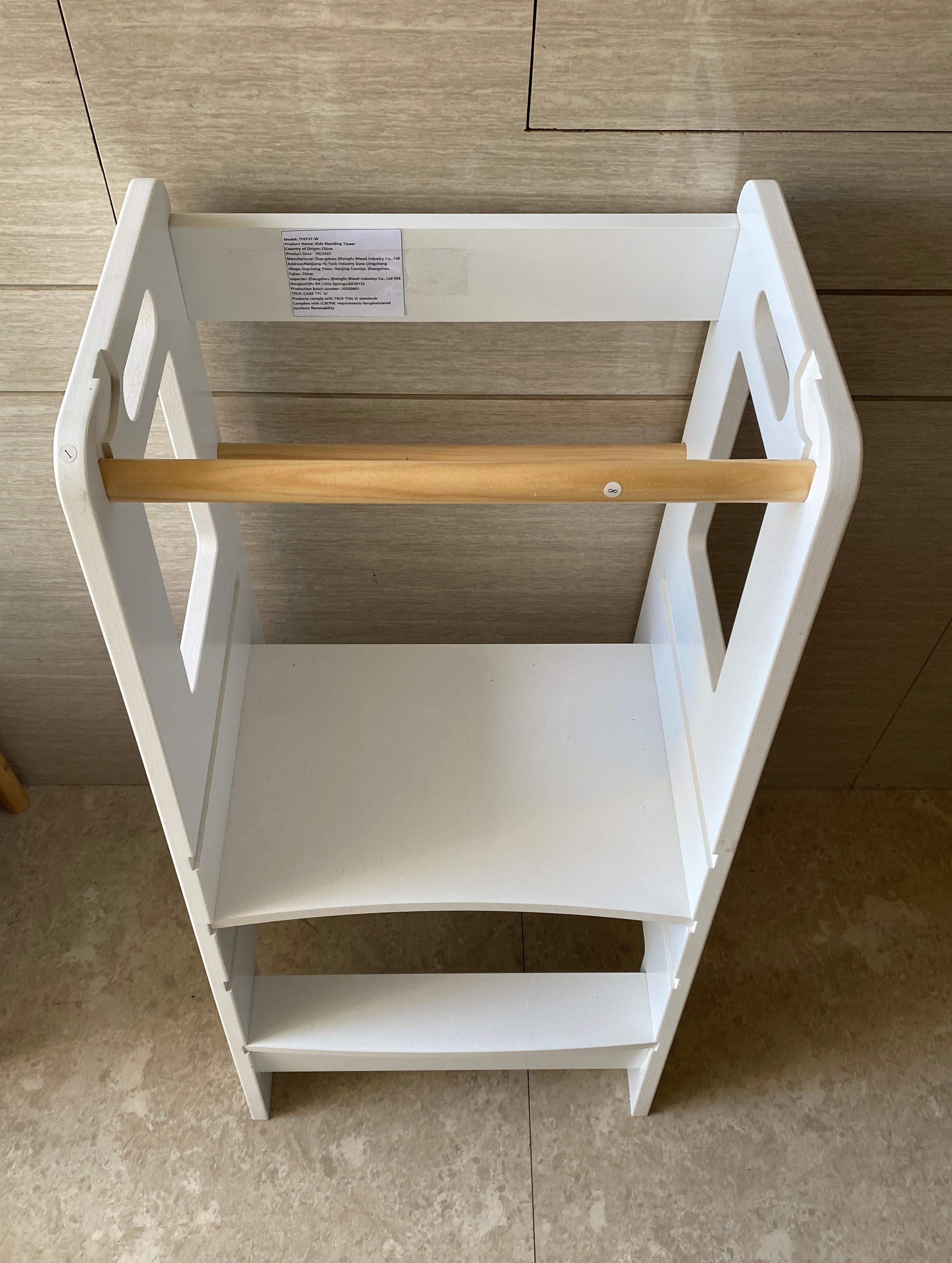 Kids Standing Tower, Child Kitchen Step Stool Toddler Wood Stepping Stool - Children's Montessori Stool - Adjustable Height, Ideal Kids Kitchen Step Stool for Learning New Skills, White