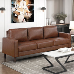 Modern Living Room Furniture 2pc Set Sofa Loveseat Chocolate Faux Leather Upholstered Cushion Back Seat Solid Wood