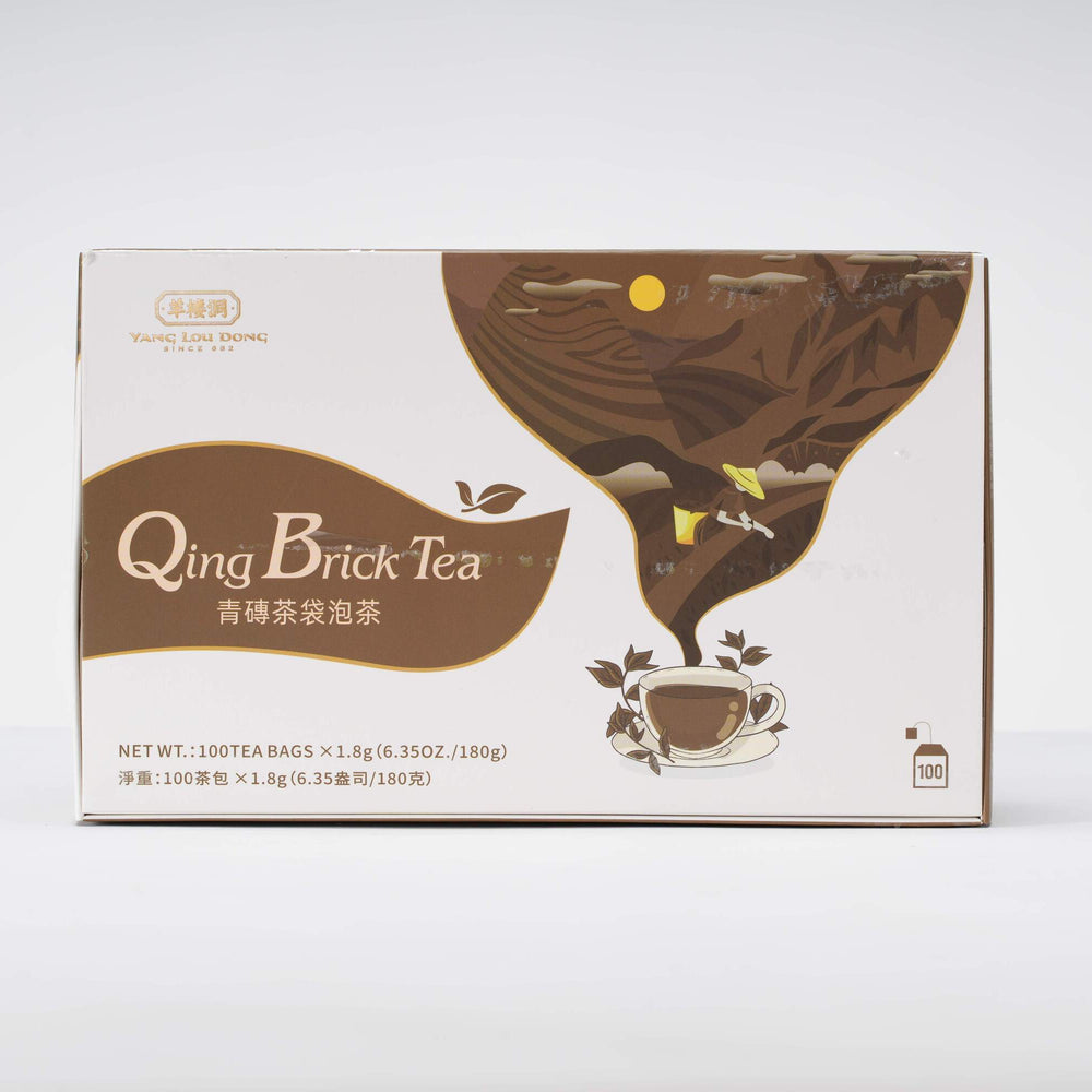 Box of Qing Brick Tea on a white background