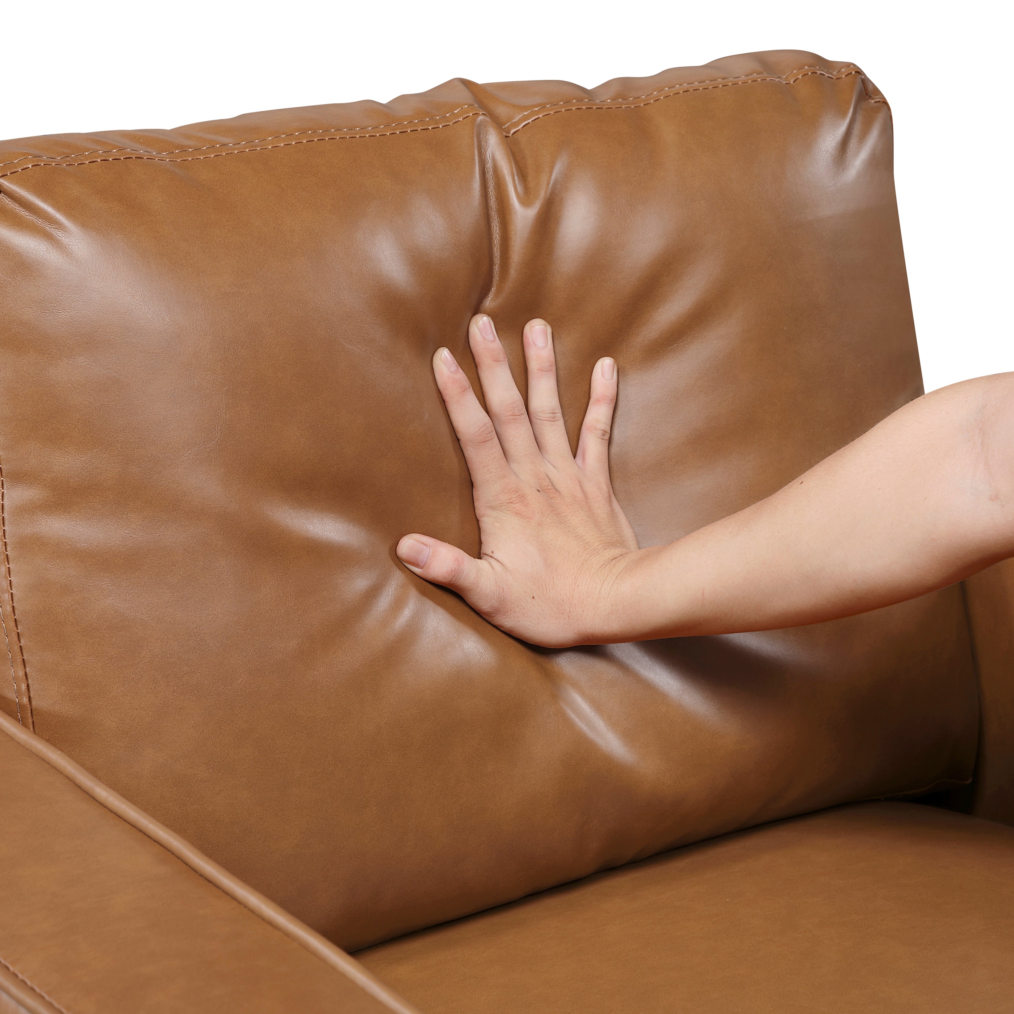 Modern Style Brown Faux Leather Upholstered Chair Comfortable Cushion Back Seat Solid Wood Living Room Furniture 1pc