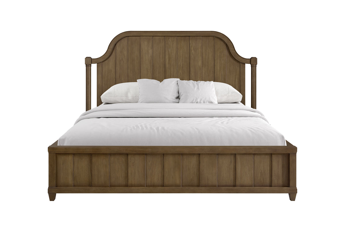 King Planked Panel Bed - Almond