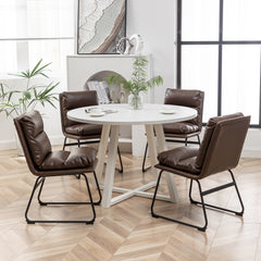 Innes 5-Piece Round Dining Set, Trestle Dining Table with 4 Stylish Chairs, Antique Brown
