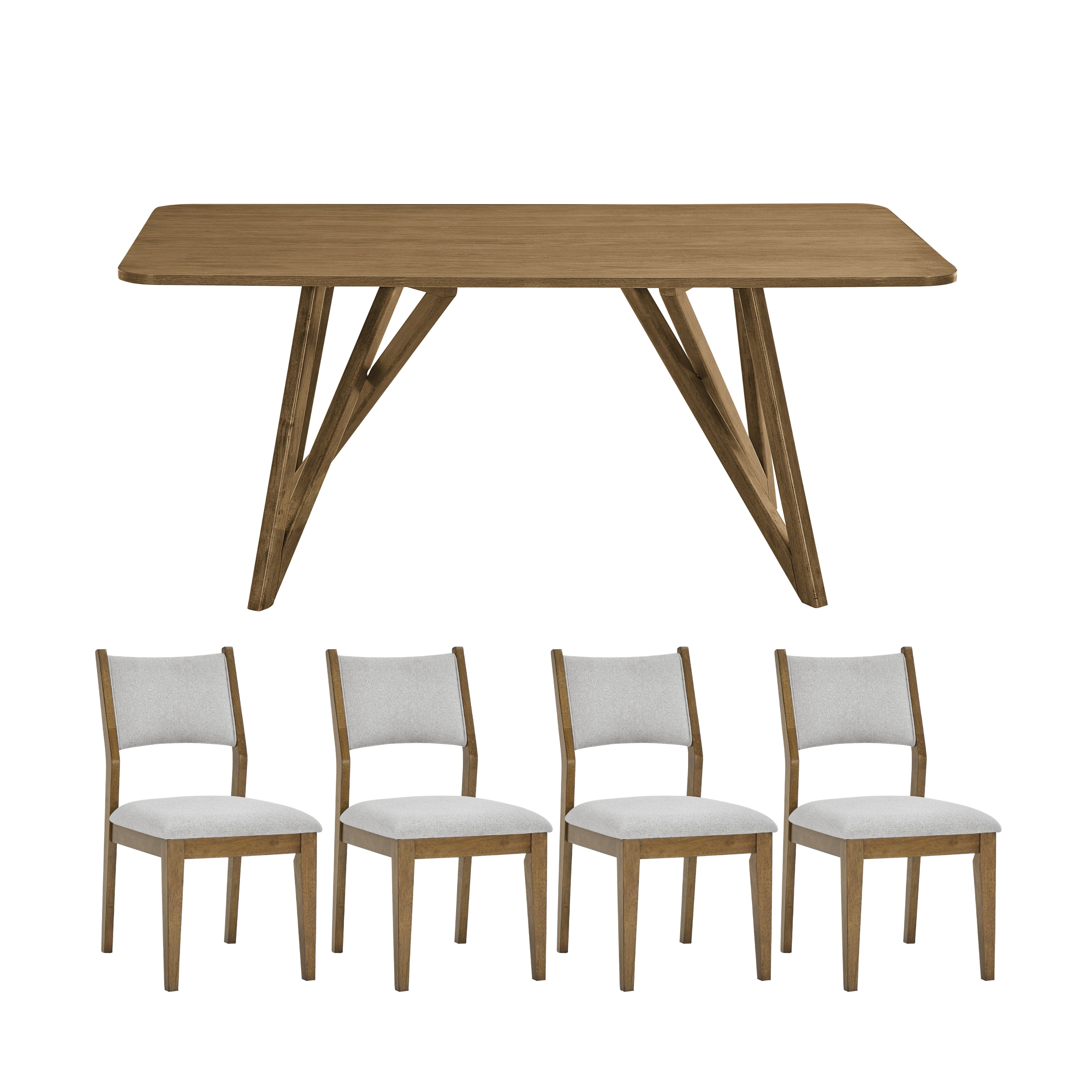 Avery 5-Piece Dining Set, Tripod-Cross Dining Table with 4 Stylish Chairs