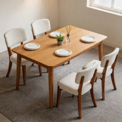 Modern Armless Dining Chairs Set of 2, Beige, Contemporary Side Chairs with Wood Legs - Versatile Accent Chairs for Dining Room, Kitchen, or Living Room