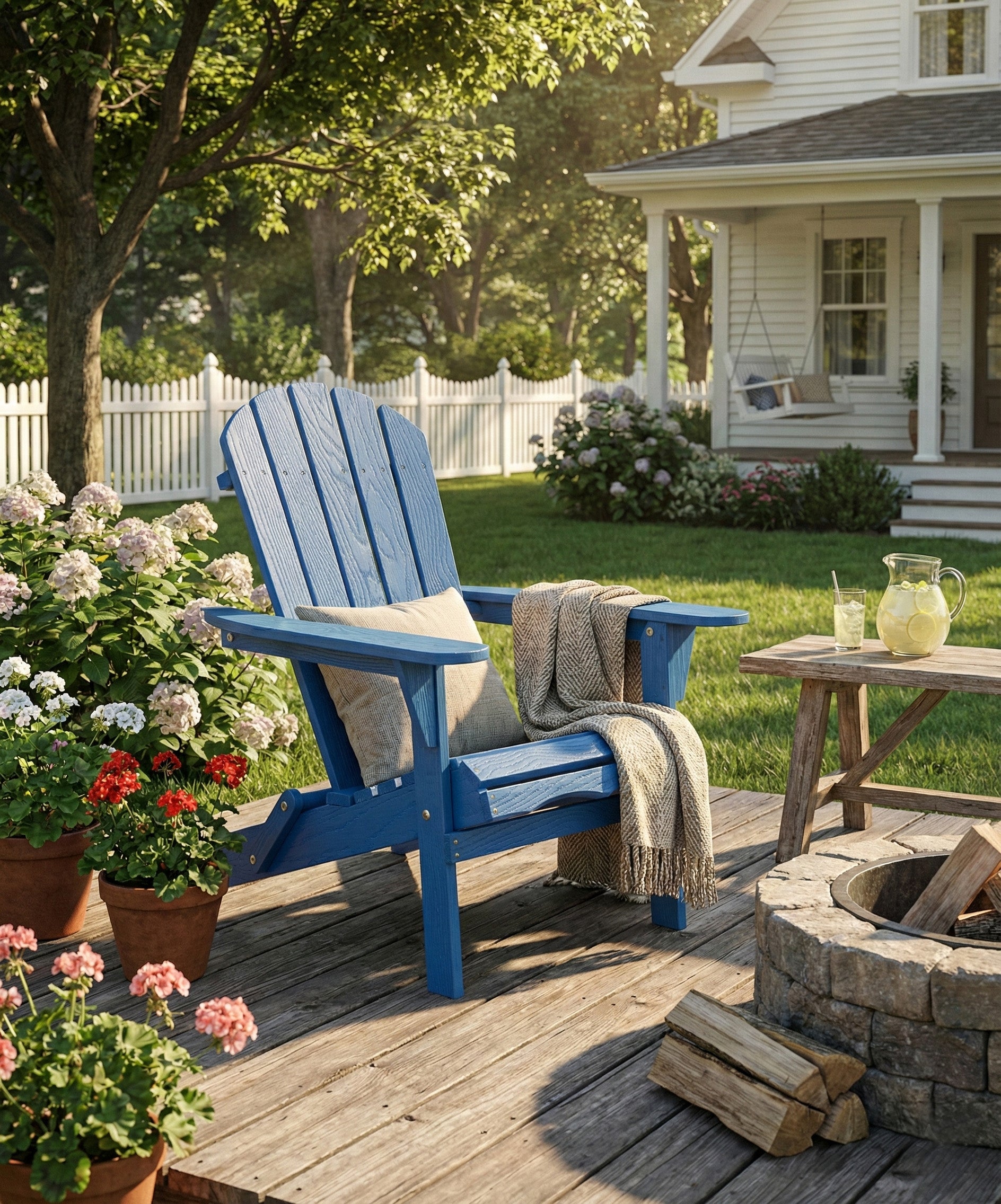 Embossed Wooden Outdoor Folding Adirondack Chair with Pre-Assembled BackRest & SeatBoard,Wood Patio Chair for Garden Backyard Porch Pool Deck Firepit with Wood Grain