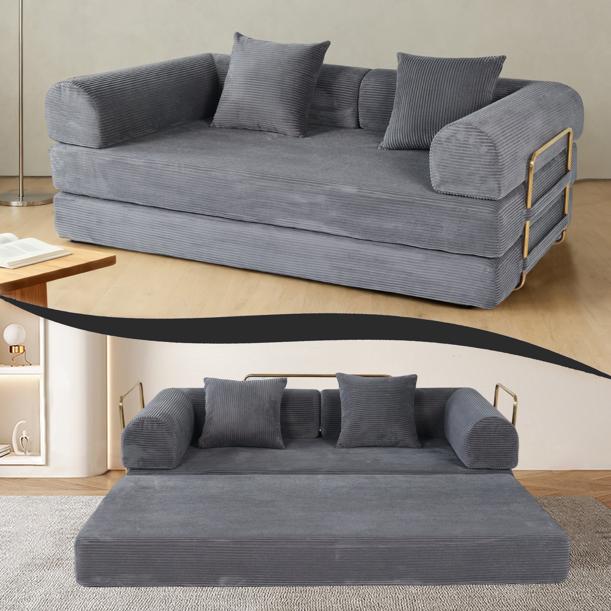 2-in-1 Foldable Sofa Bed (75")