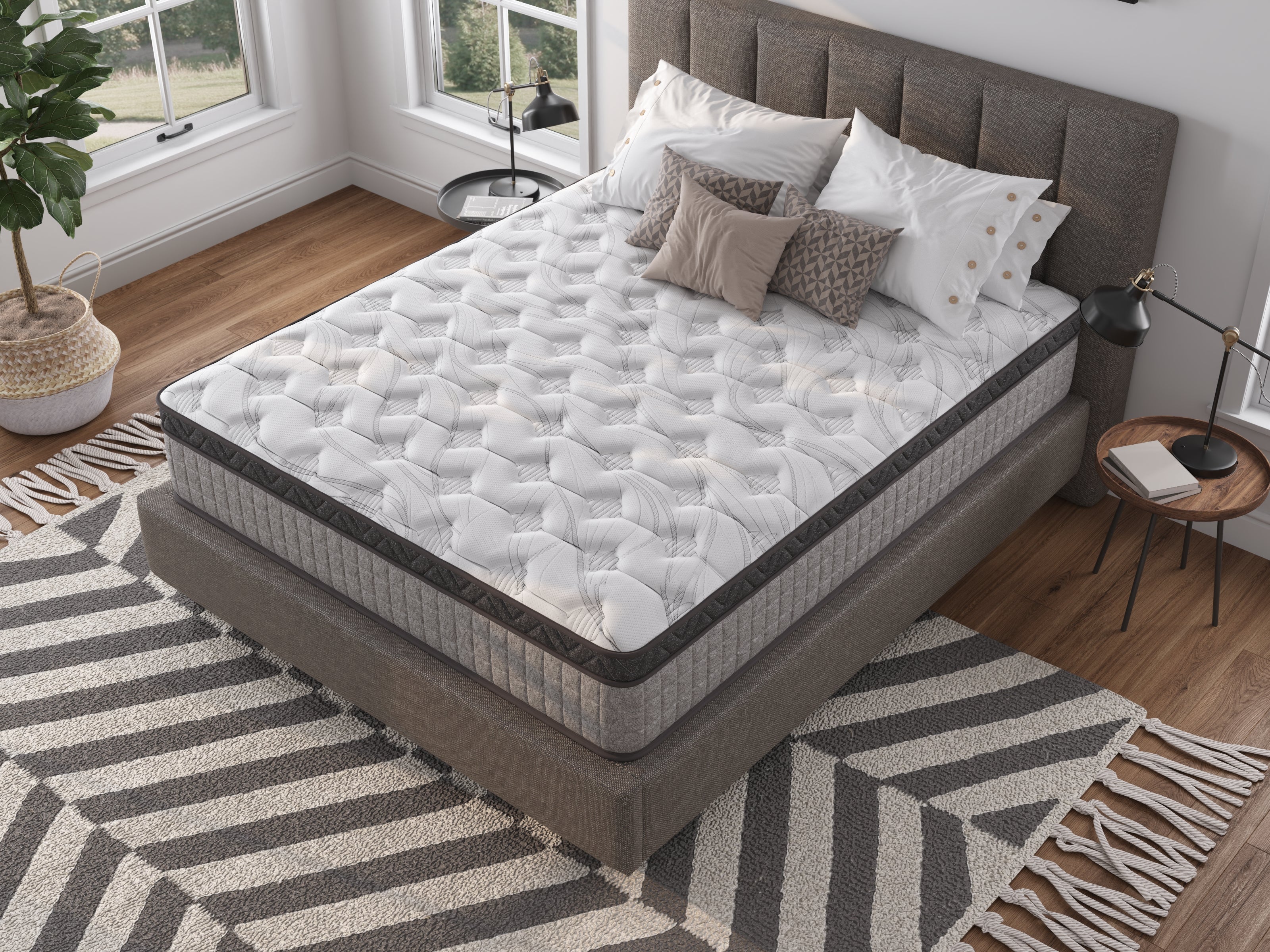 Assembled in USA - 12" Twin Diamond Innerspring Hybrid and Cooling Gel Memory Foam Mattress, Pressure Relief, and Motion Isolation, CertiPUR-US and Oeko TEX Certified