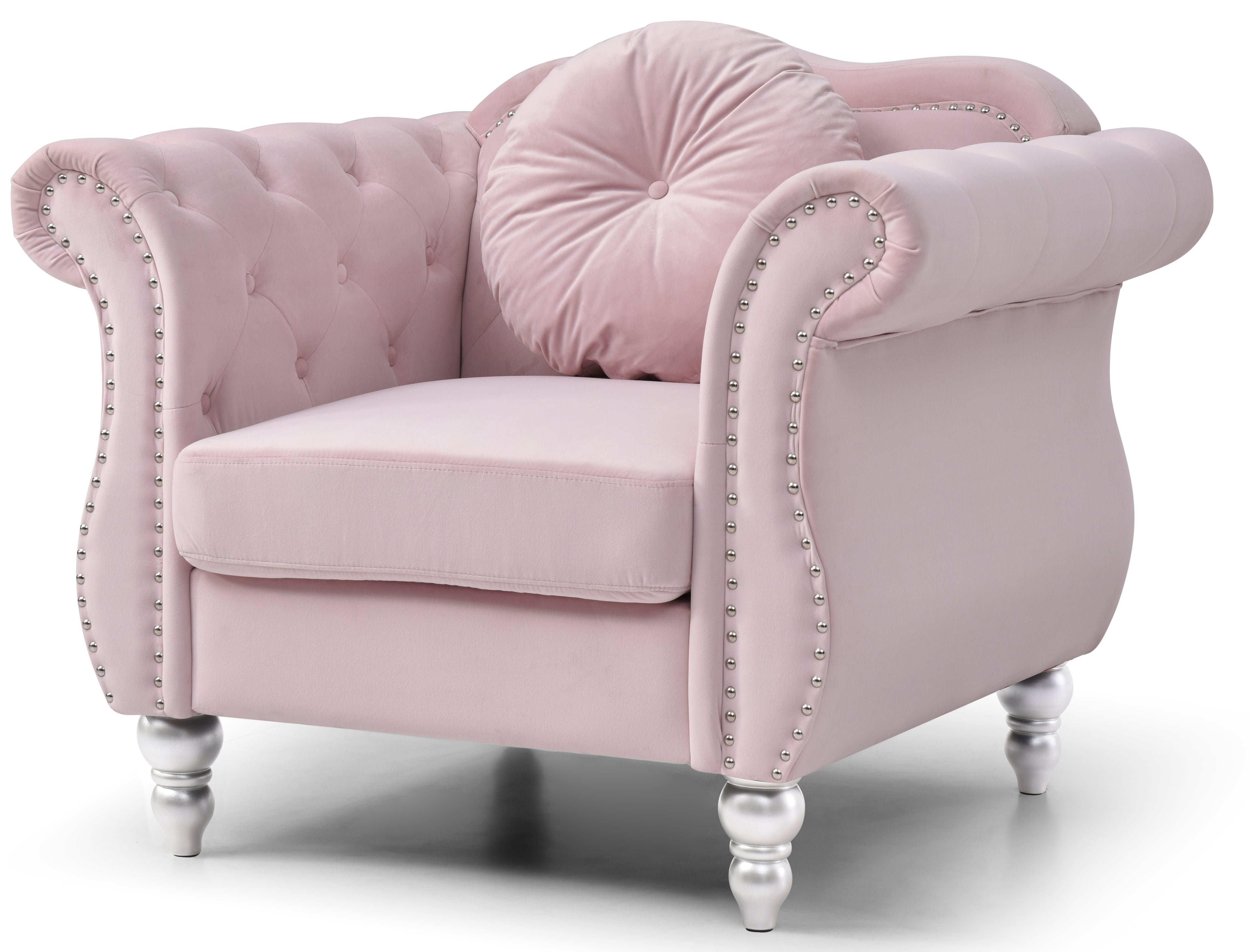 Chic Transitional Pink Accent Chair