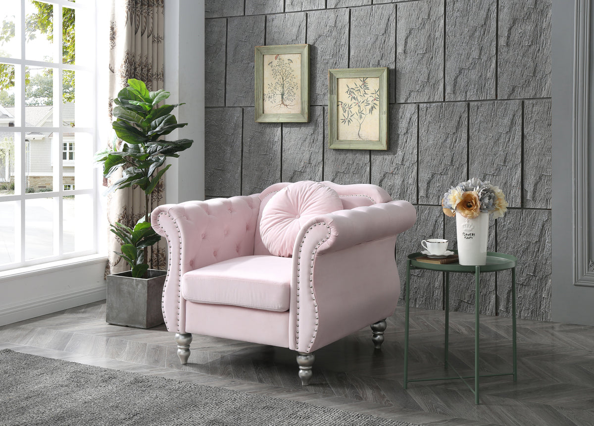 Chic Transitional Pink Accent Chair