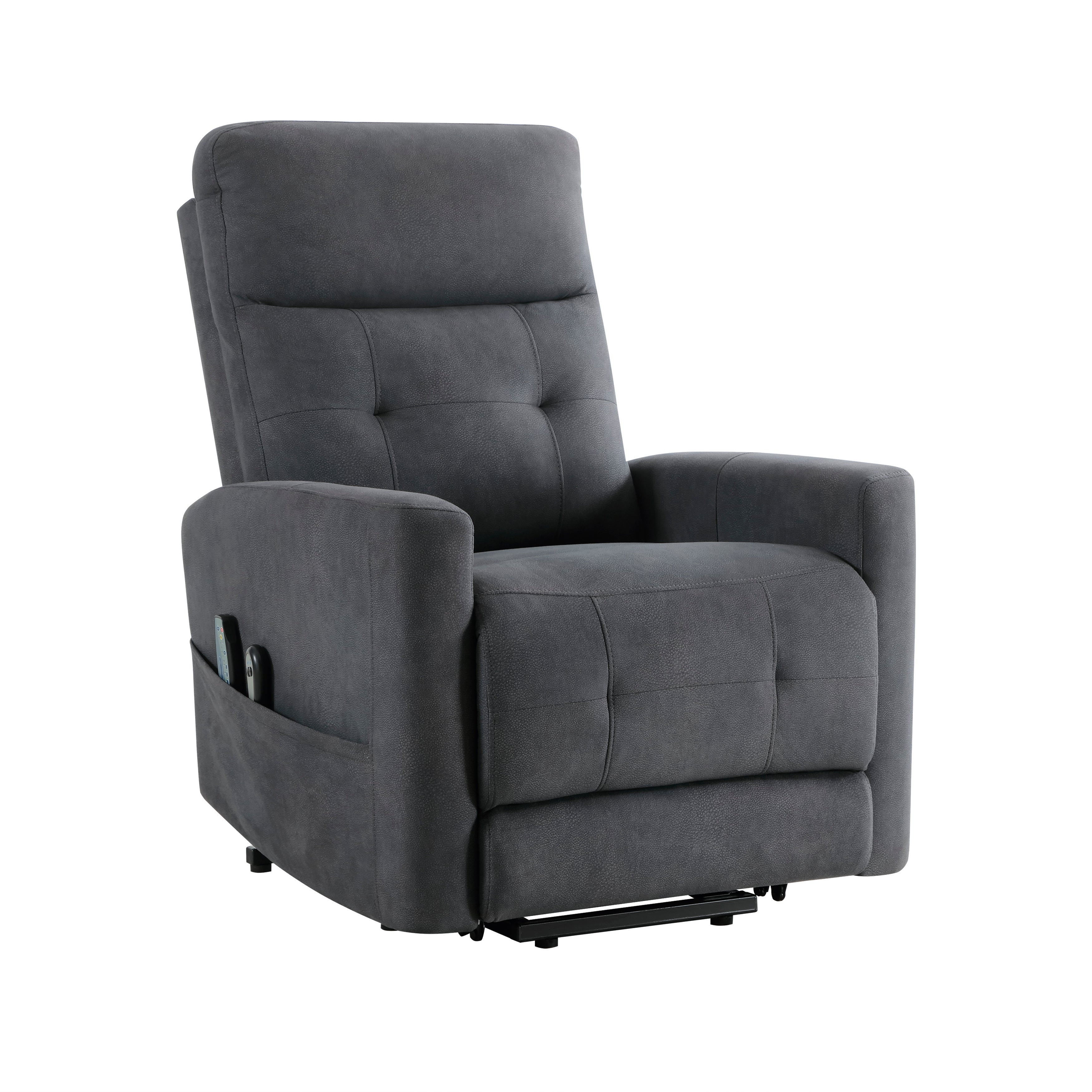 Power Lift Chair with Massage and Heat Comfort Dark Gray Upholstery Living Room Furniture 1pc Power Reclining Motion Chair