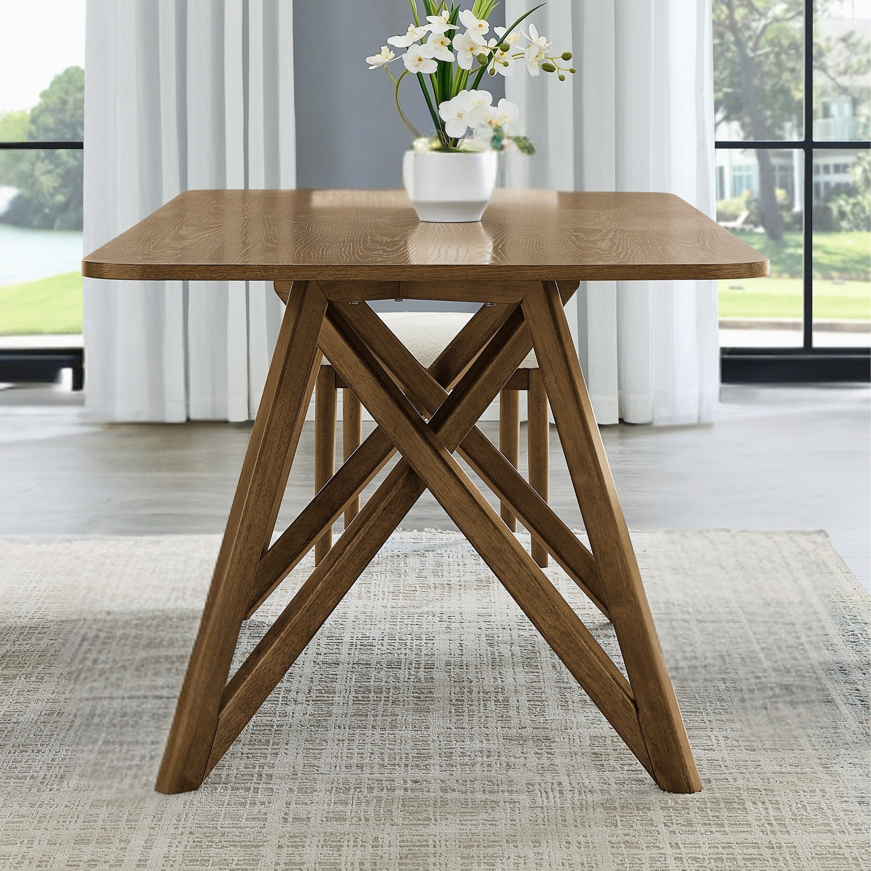 Avery 5-Piece Dining Set, Tripod-Cross Dining Table with 4 Stylish Chairs