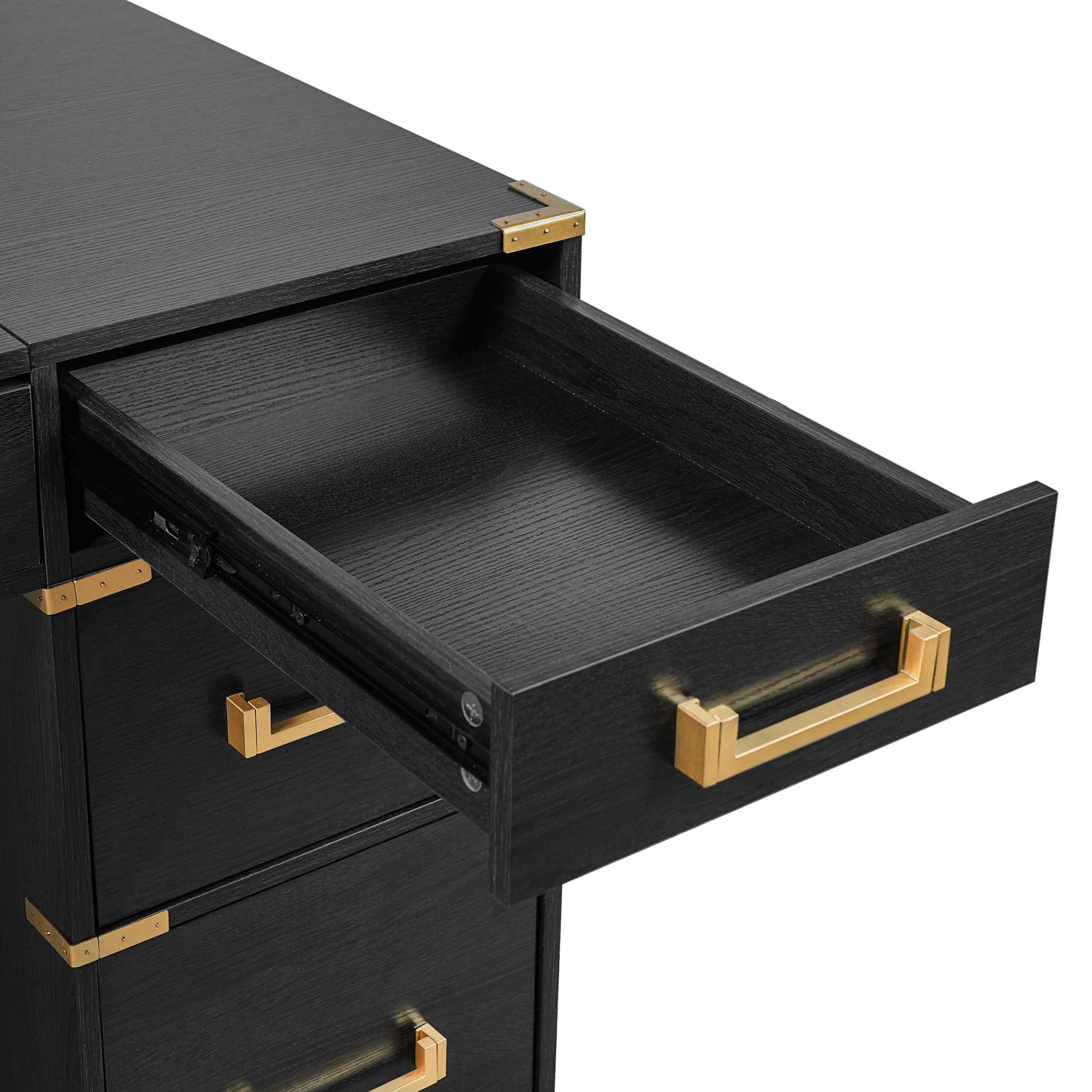70" Extra-Large Classic and Traditional Executive Desk with Metal Edge Trim ,Writing Desk with 2 file drawers,USB Ports and Outlets,Desk with Hidden Compartment for Living Room,Home Office,Study Room,