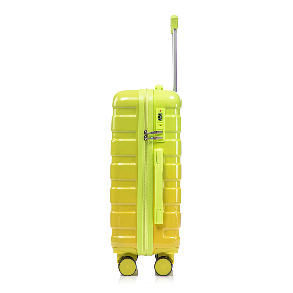 20" Carry-On Suitcase + 14" Cosmetic Case Set (PC Hard Shell, Gradient Yellow/Green)
