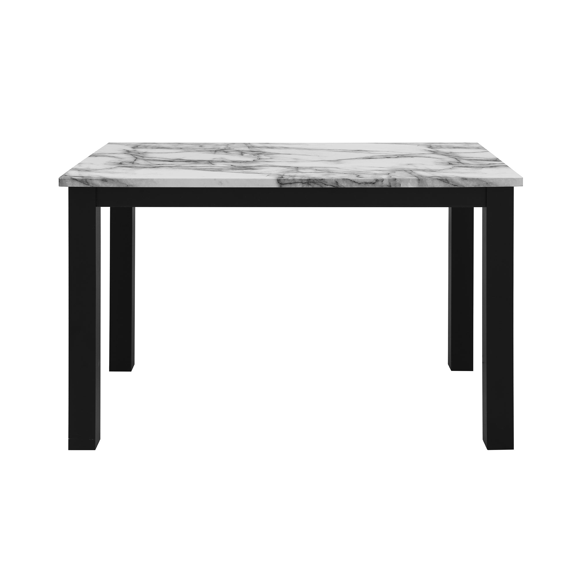 Sarang White and Black Dining Table and (4) Grey Dining Chairs
