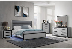 ADELAIDE GREY BLACK KING BED W/LED