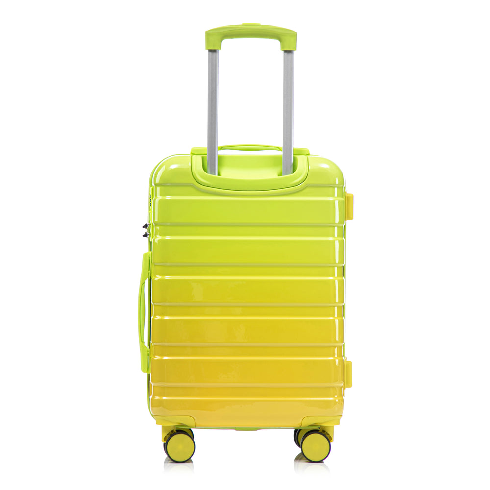 20" Carry-On Suitcase + 14" Cosmetic Case Set (PC Hard Shell, Gradient Yellow/Green)