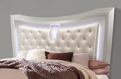 CROSS GLAM CHAMPAGNE QUEEN BED WITH LED