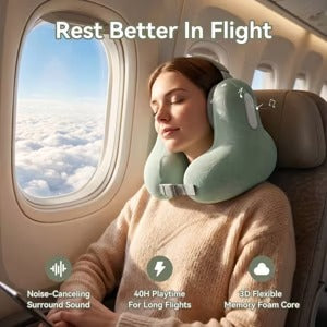 Yvnens Travel Pillow with Built-In Headphones