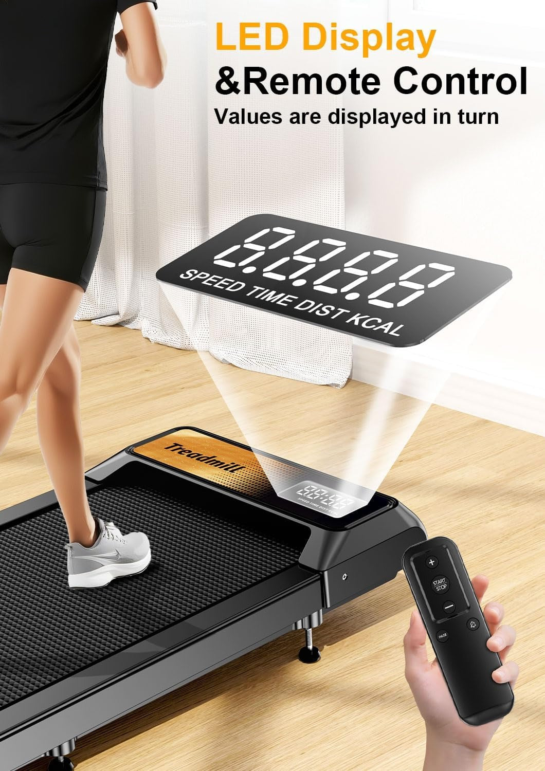 Walking Pad Treadmill with Incline,Walking Pad 2.5HP for Home and Office, 265Lbs Weight Capacity,Treadmill with APP &Remote Control, LED Display