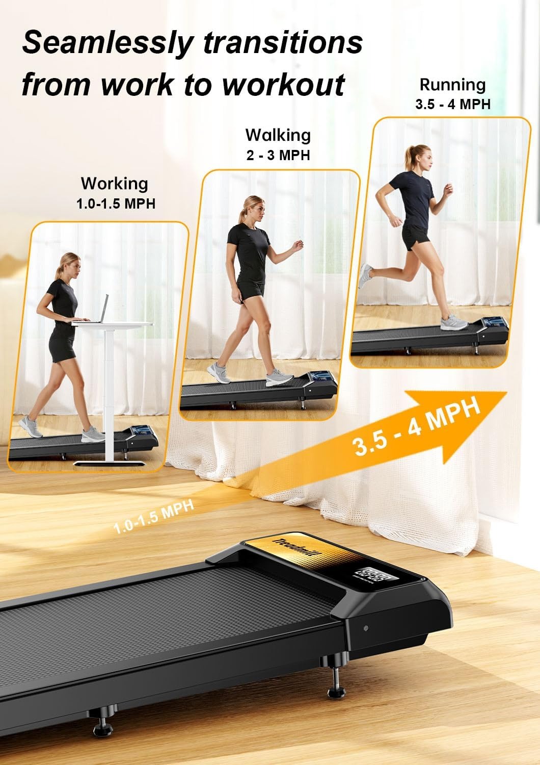 Walking Pad Treadmill with Incline,Walking Pad 2.5HP for Home and Office, 265Lbs Weight Capacity,Treadmill with APP &Remote Control, LED Display