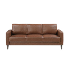 Modern Living Room Furniture 2pc Set Sofa Loveseat Chocolate Faux Leather Upholstered Cushion Back Seat Solid Wood