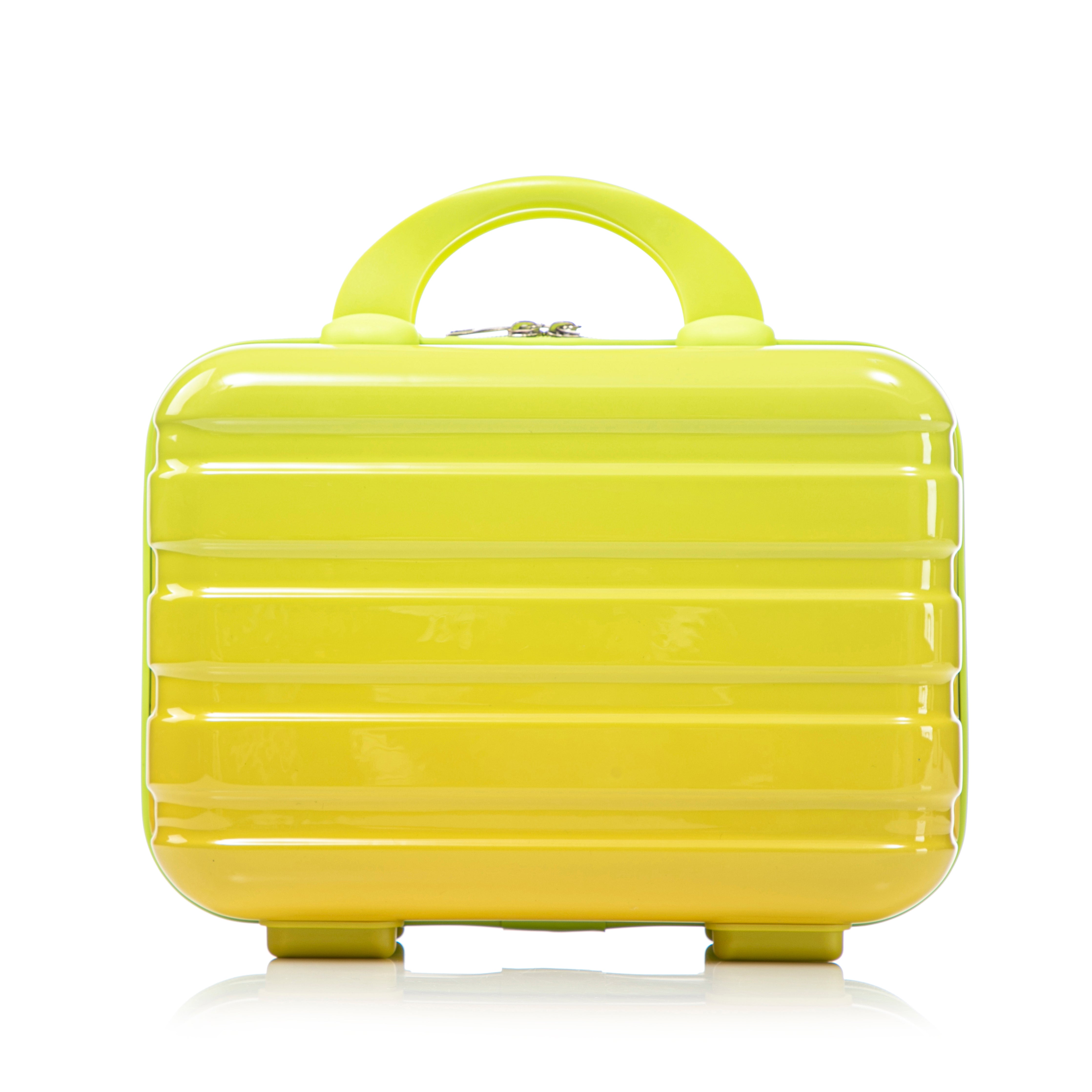 20" Carry-On Suitcase + 14" Cosmetic Case Set (PC Hard Shell, Gradient Yellow/Green)