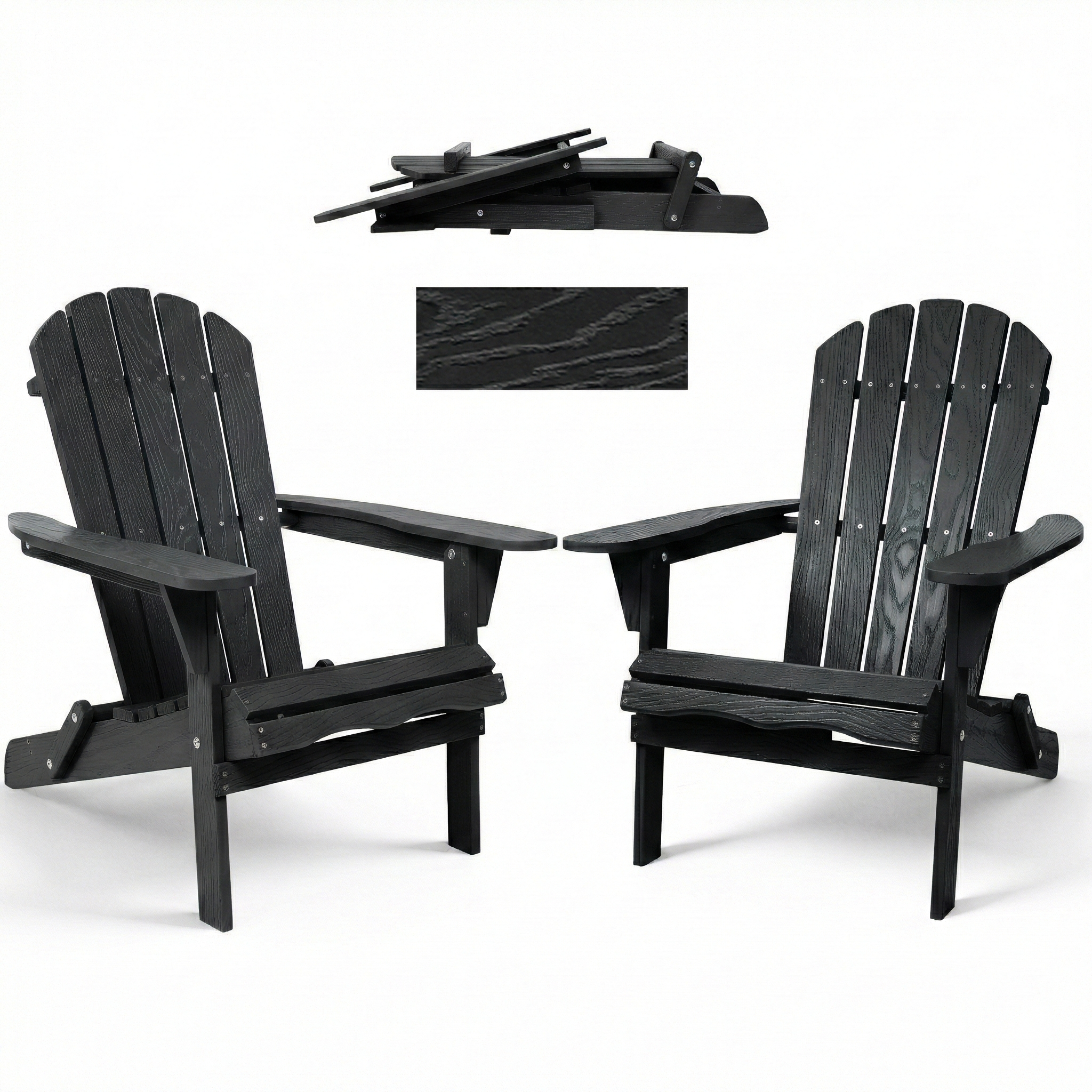 Wood Lounge Patio Chair for Garden Outdoor Wooden Folding Embossed Adirondack Chair Solid Cedar Wood Lounge Patio Chair with Wood Grain