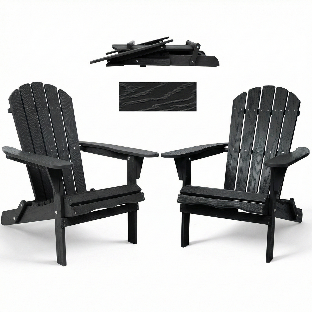 Wood Lounge Patio Chair for Garden Outdoor Wooden Folding Embossed Adirondack Chair Solid Cedar Wood Lounge Patio Chair with Wood Grain